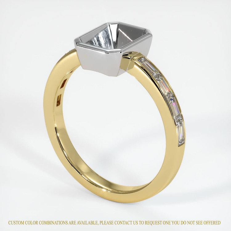 18K White & Yellow Accent Stones Ring Setting