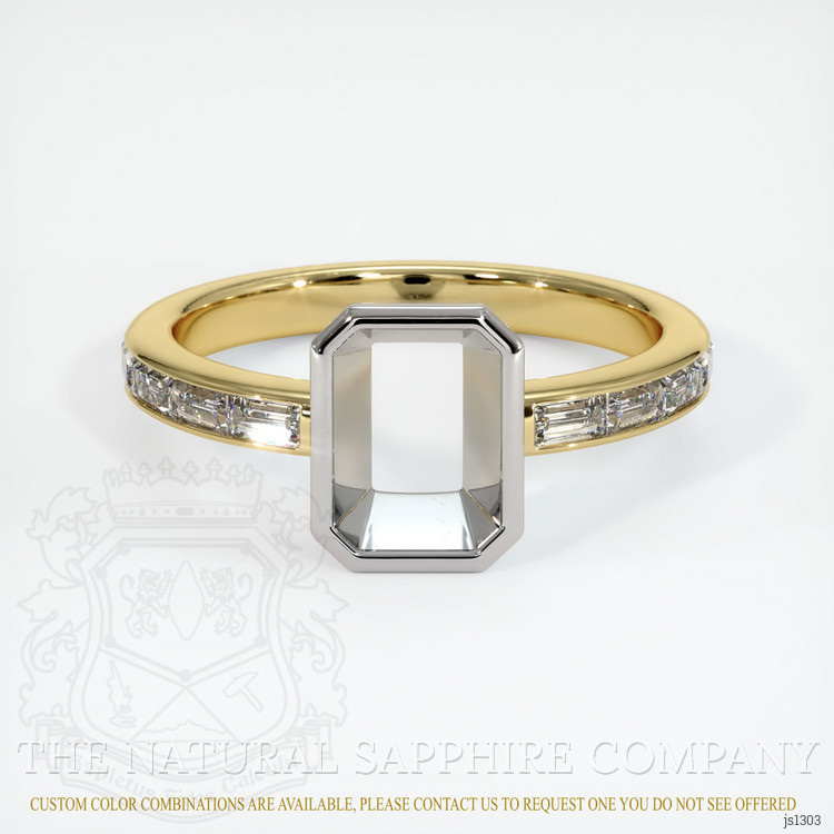 18K White & Yellow Accent Stones Ring Setting