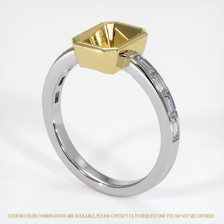 18K Yellow & White Accent Stones Ring Setting