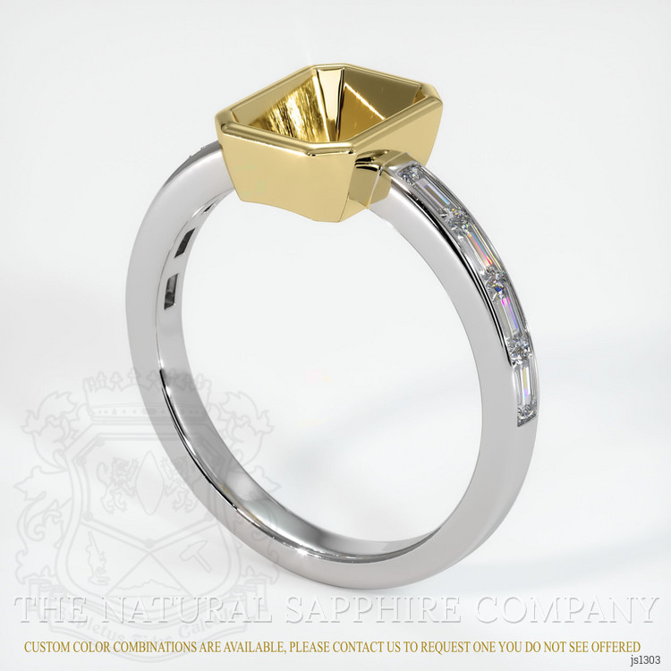 18K Yellow & White Accent Stones Ring Setting