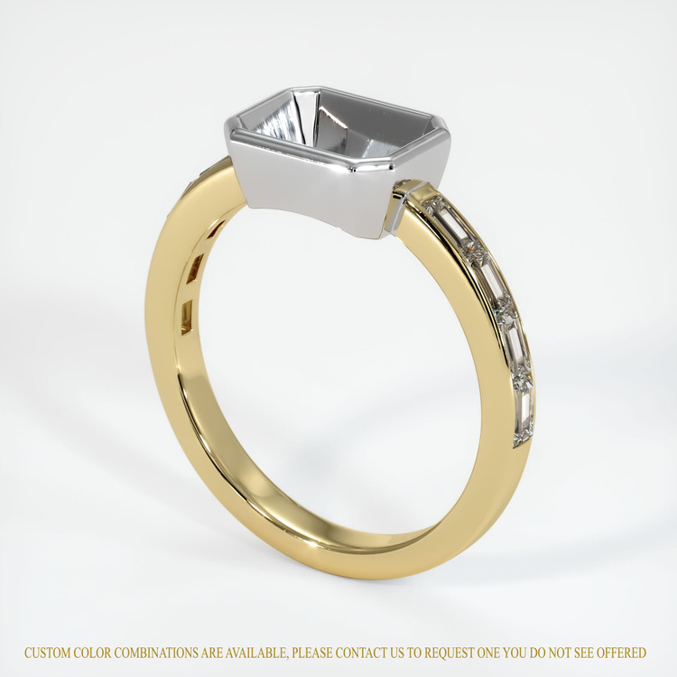 14K White & Yellow Accent Stones Ring Setting