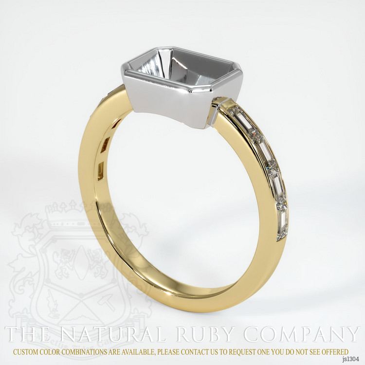 14K White & Yellow Accent Stones Ring Setting