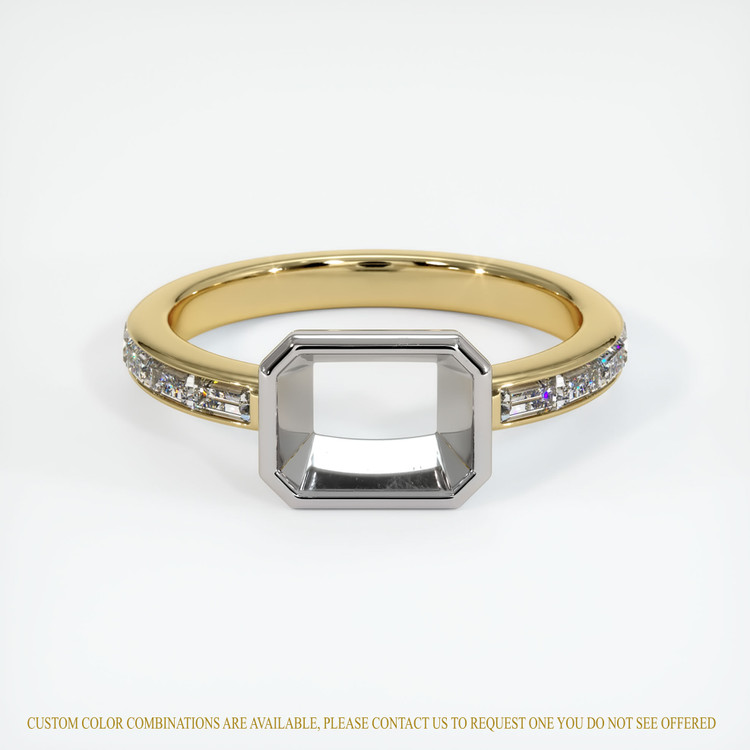 14K White & Yellow Accent Stones Ring Setting