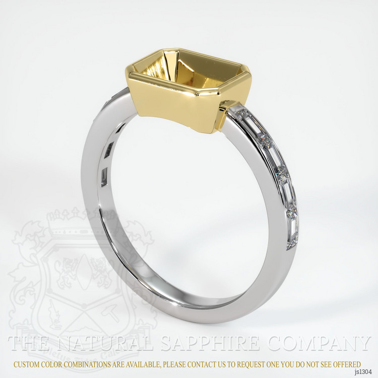 18K Yellow & White Accent Stones Ring Setting