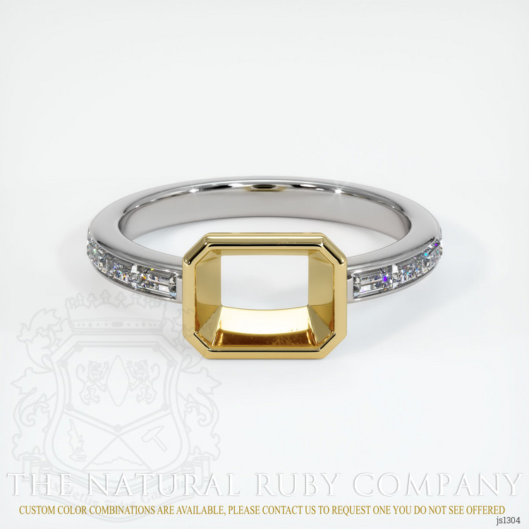 18K Yellow & White Accent Stones Ring Setting