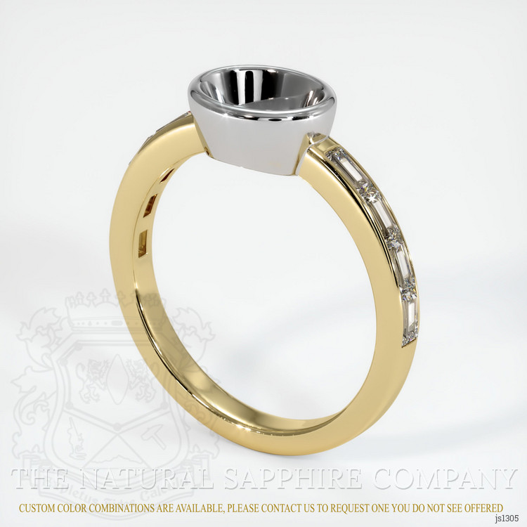 14K White & Yellow Accent Stones Ring Setting