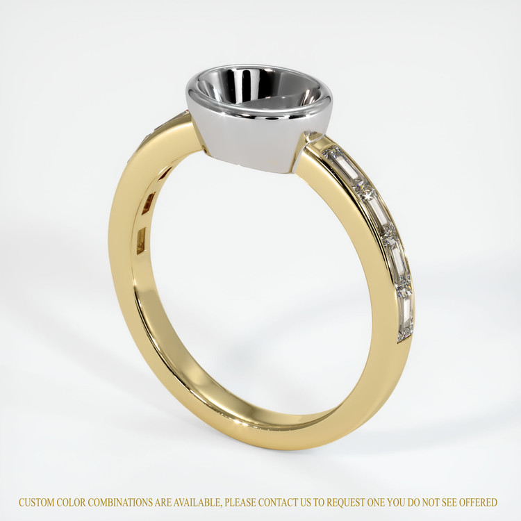 14K White & Yellow Accent Stones Ring Setting
