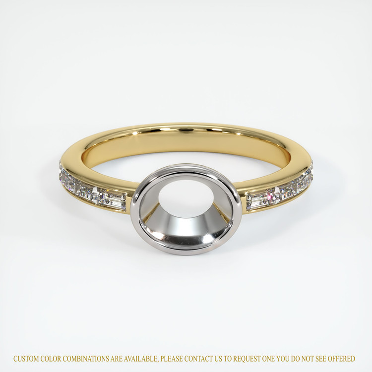 14K White & Yellow Accent Stones Ring Setting