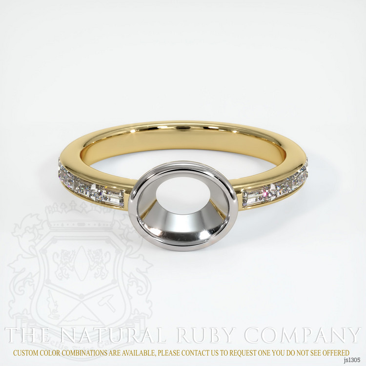 14K White & Yellow Accent Stones Ring Setting