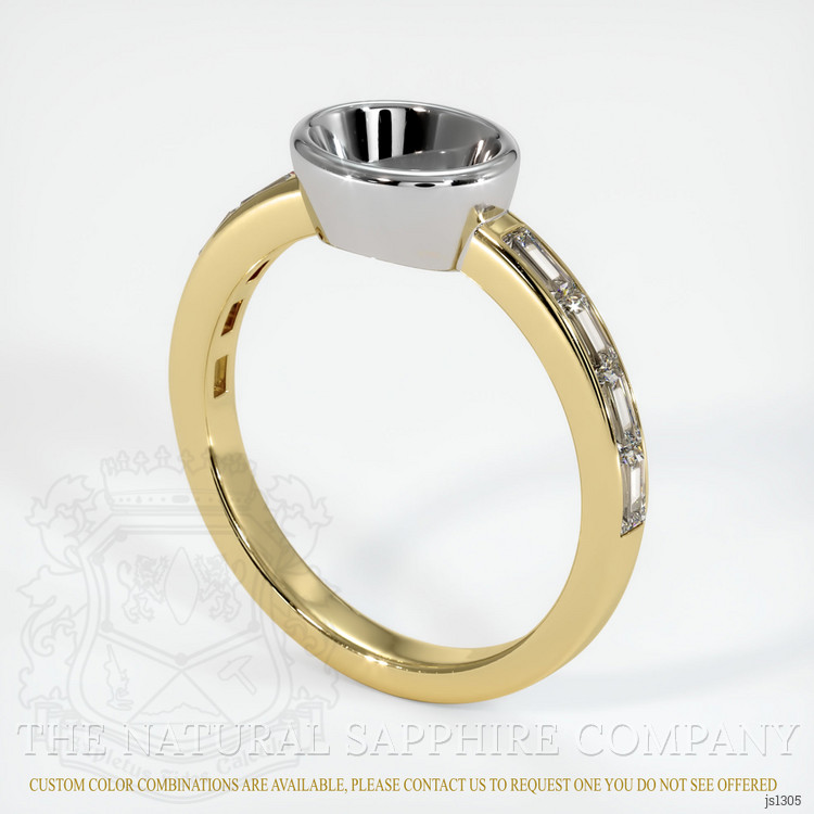 18K White & Yellow Accent Stones Ring Setting