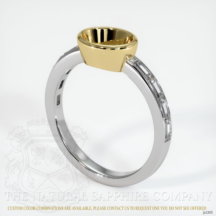 18K Yellow & White Accent Stones Ring Setting