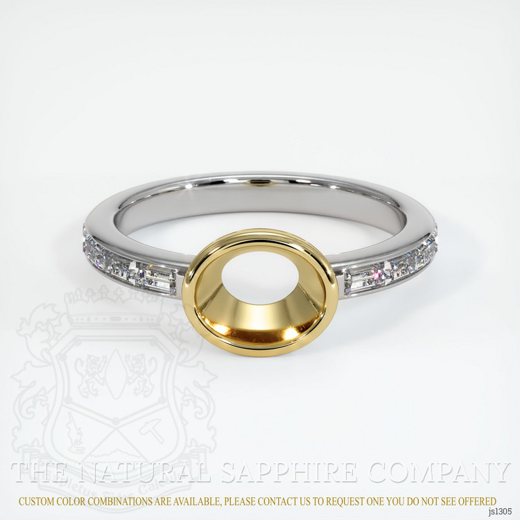 18K Yellow & White Accent Stones Ring Setting