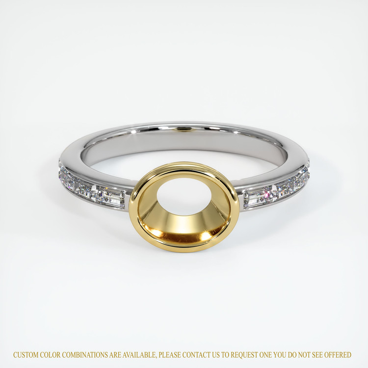18K Yellow & White Accent Stones Ring Setting