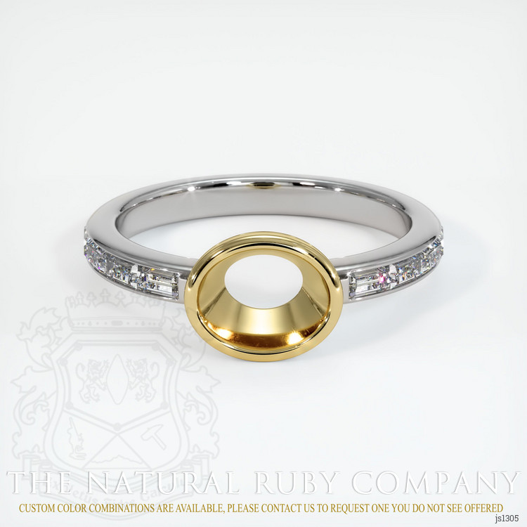 18K Yellow & White Accent Stones Ring Setting