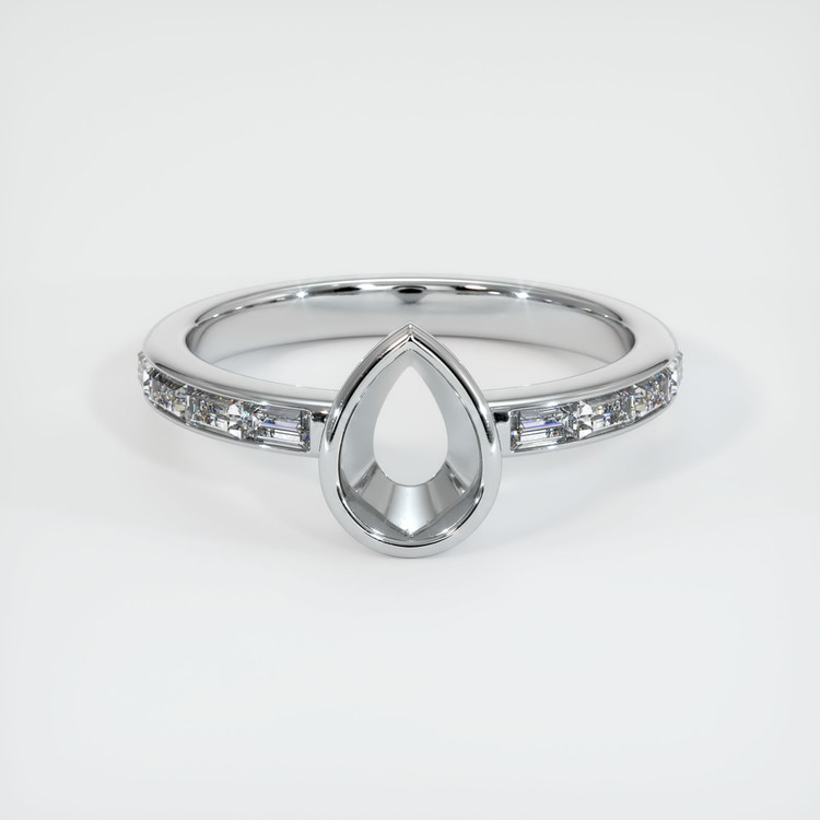 14K White Gold Accent Stones Ring Setting