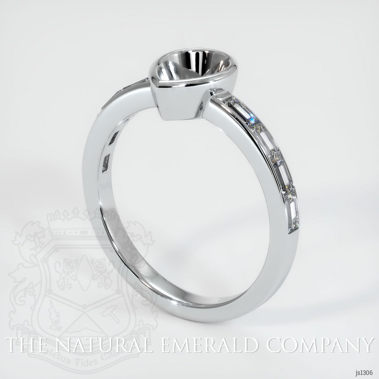 Bezel Emerald Ring 0.61 Ct., 18K White Gold