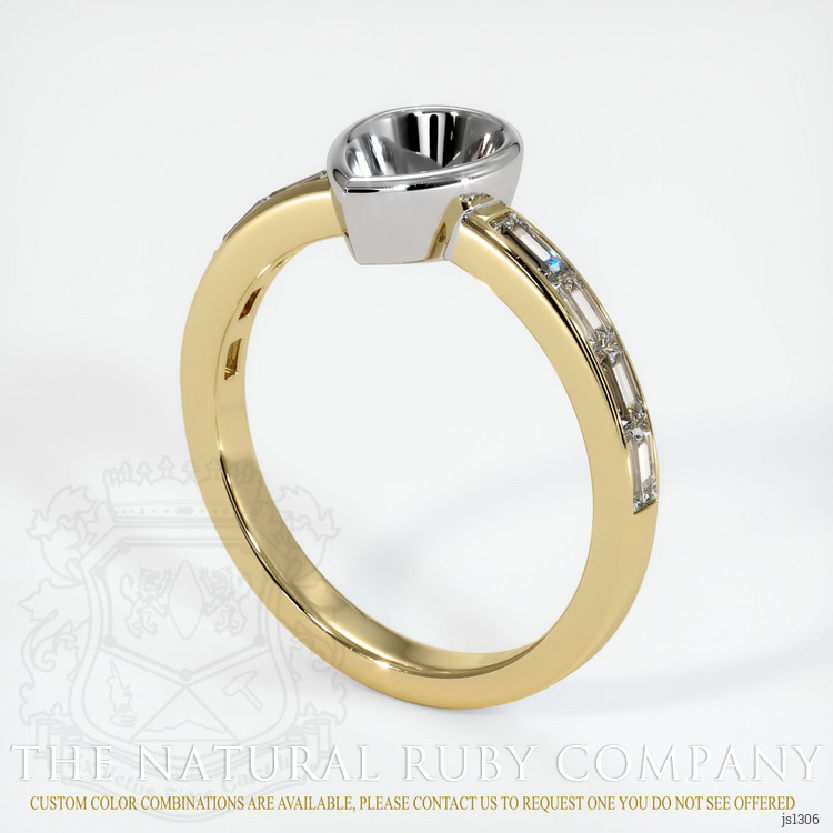 14K White & Yellow Accent Stones Ring Setting