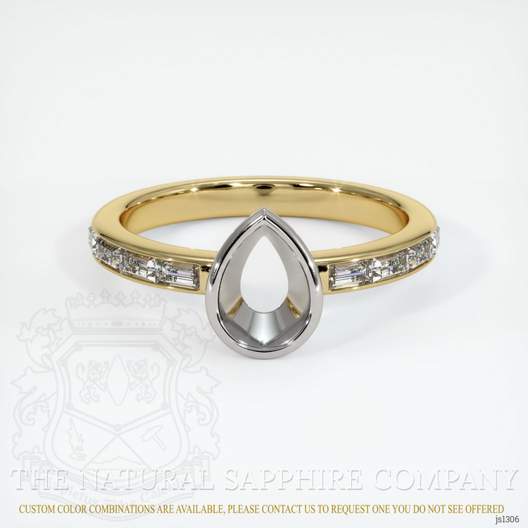14K White & Yellow Accent Stones Ring Setting