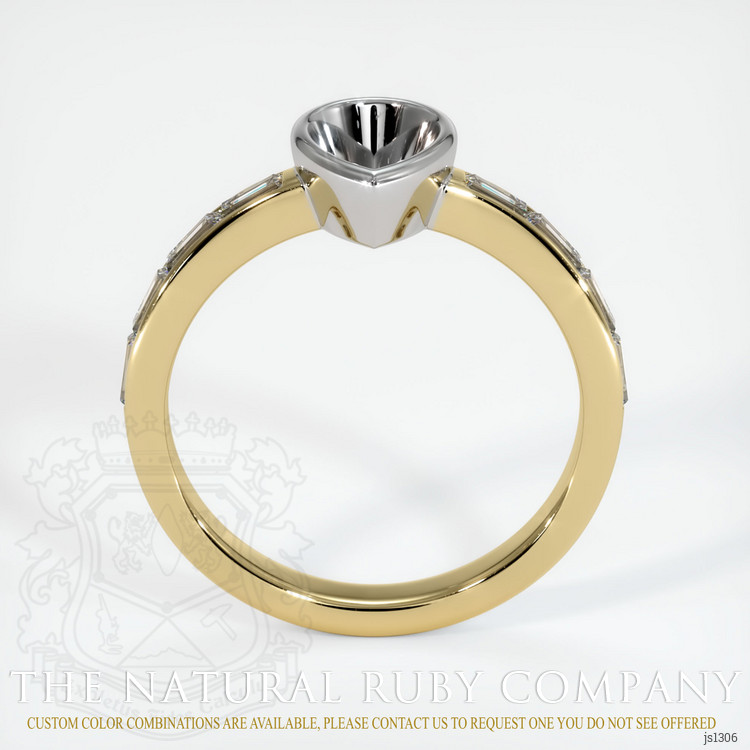 14K White & Yellow Accent Stones Ring Setting