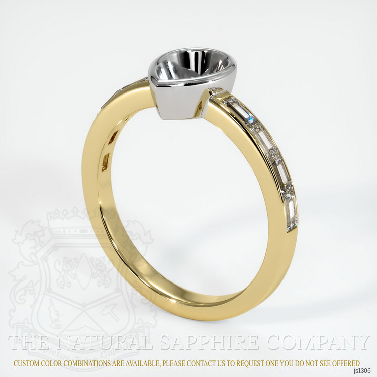 18K White & Yellow Accent Stones Ring Setting