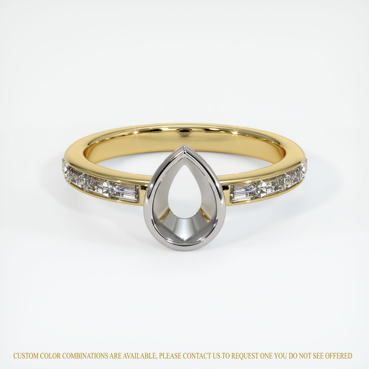 18K White & Yellow Accent Stones Ring Setting