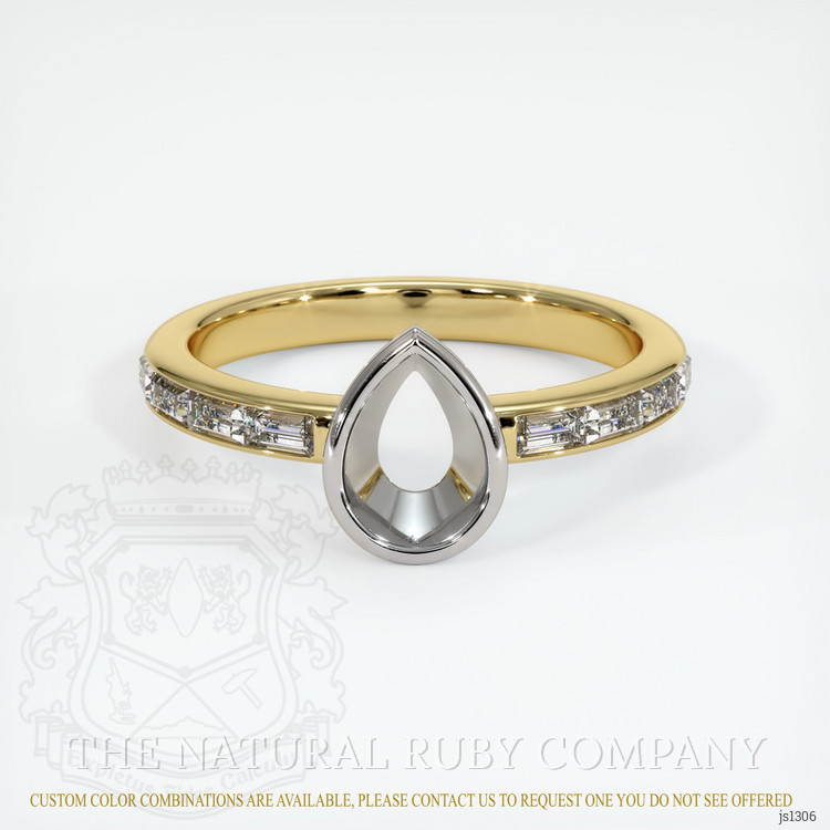 18K White & Yellow Accent Stones Ring Setting