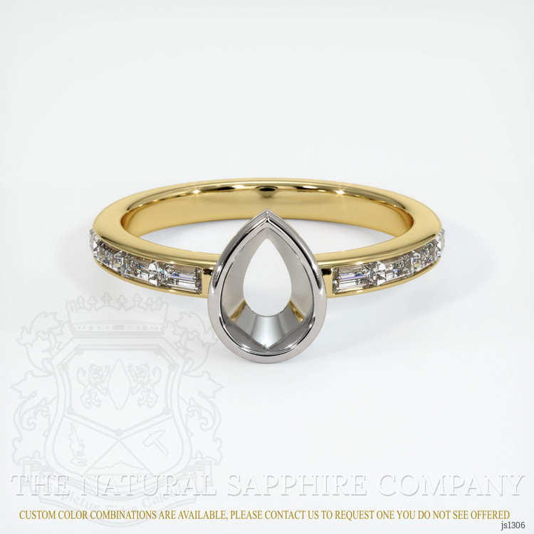 18K White & Yellow Accent Stones Ring Setting