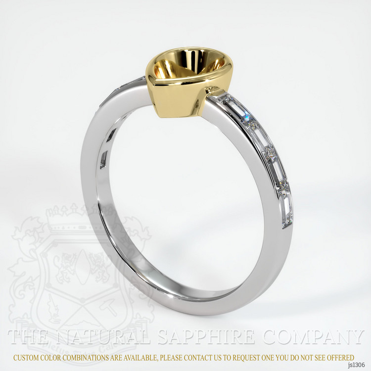 18K Yellow & White Accent Stones Ring Setting
