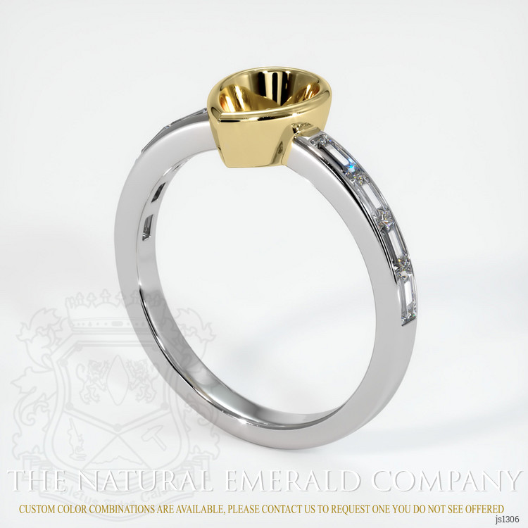 18K Yellow & White Accent Stones Ring Setting