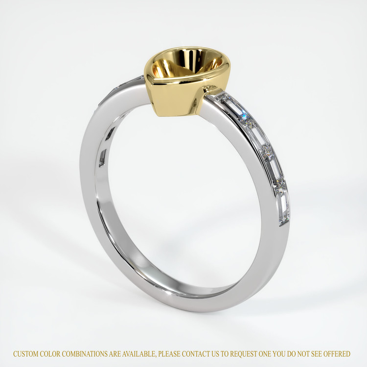 18K Yellow & White Accent Stones Ring Setting