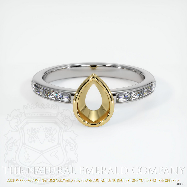 18K Yellow & White Accent Stones Ring Setting
