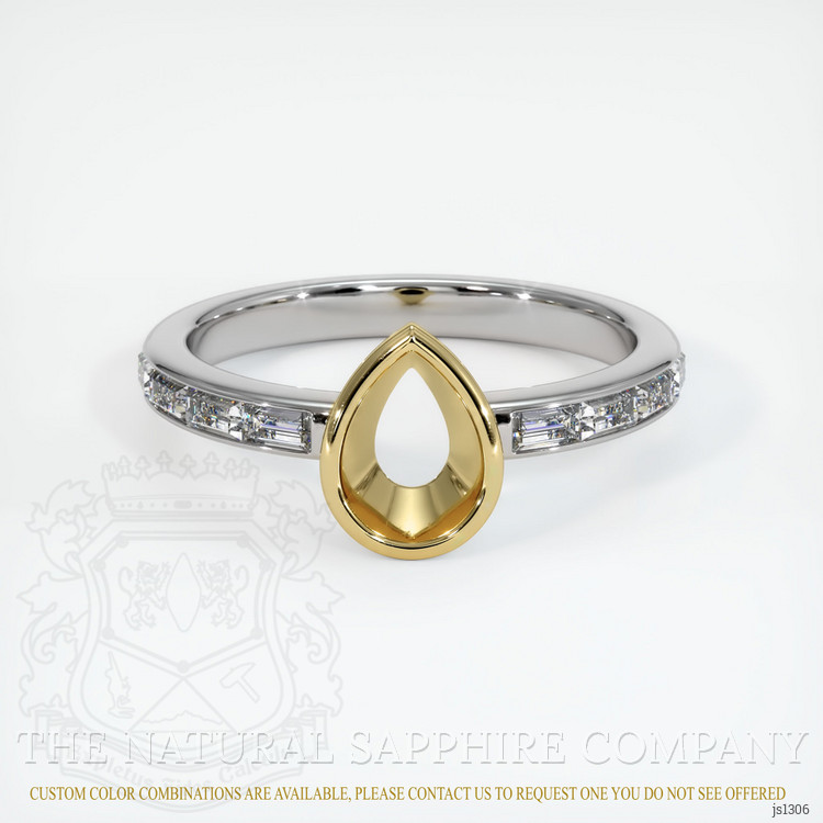 18K Yellow & White Accent Stones Ring Setting
