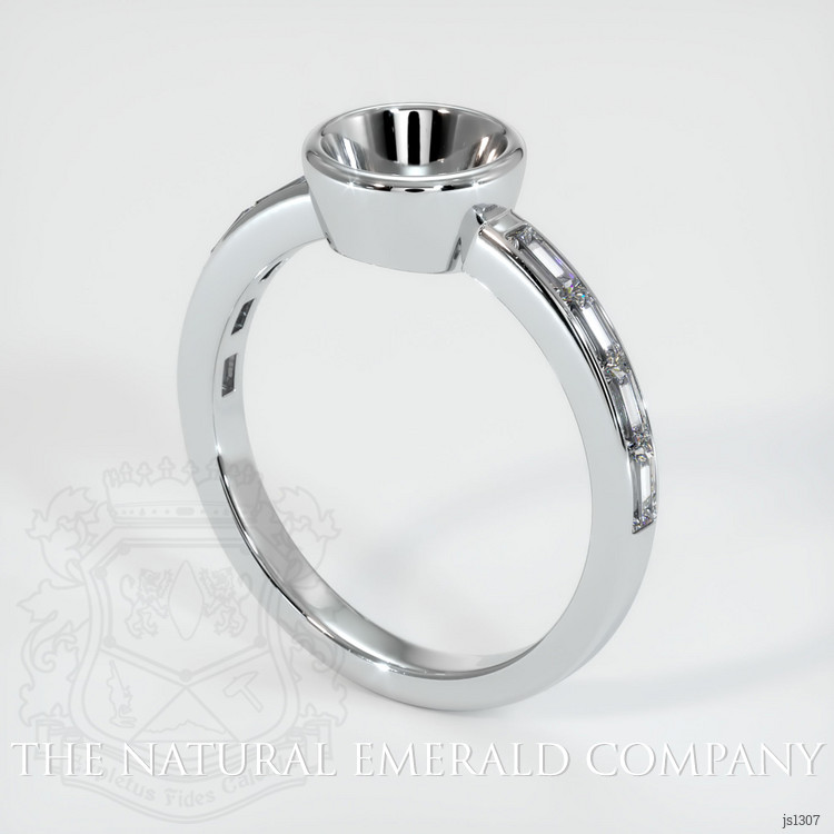 Bezel Emerald Ring 0.85 Ct., 18K White Gold