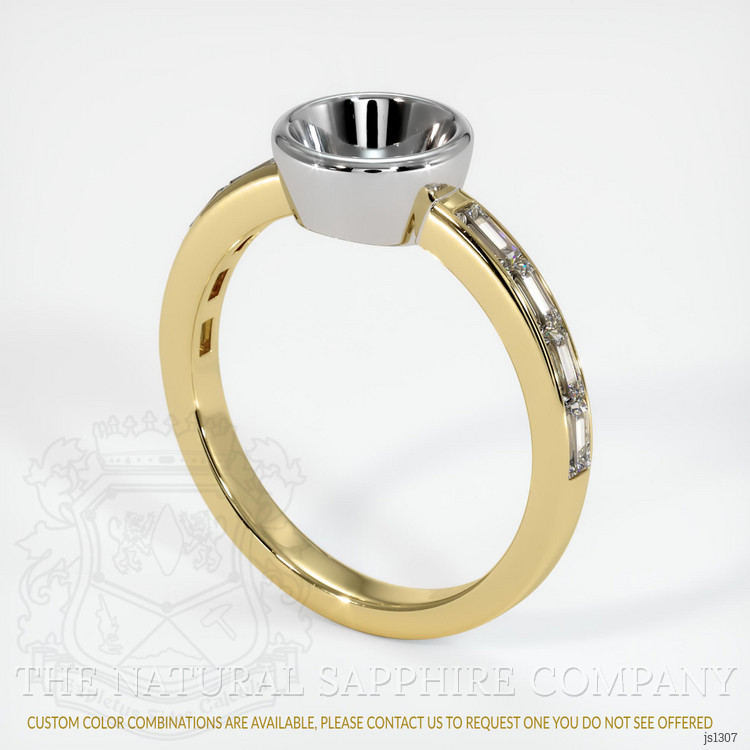 14K White & Yellow Accent Stones Ring Setting