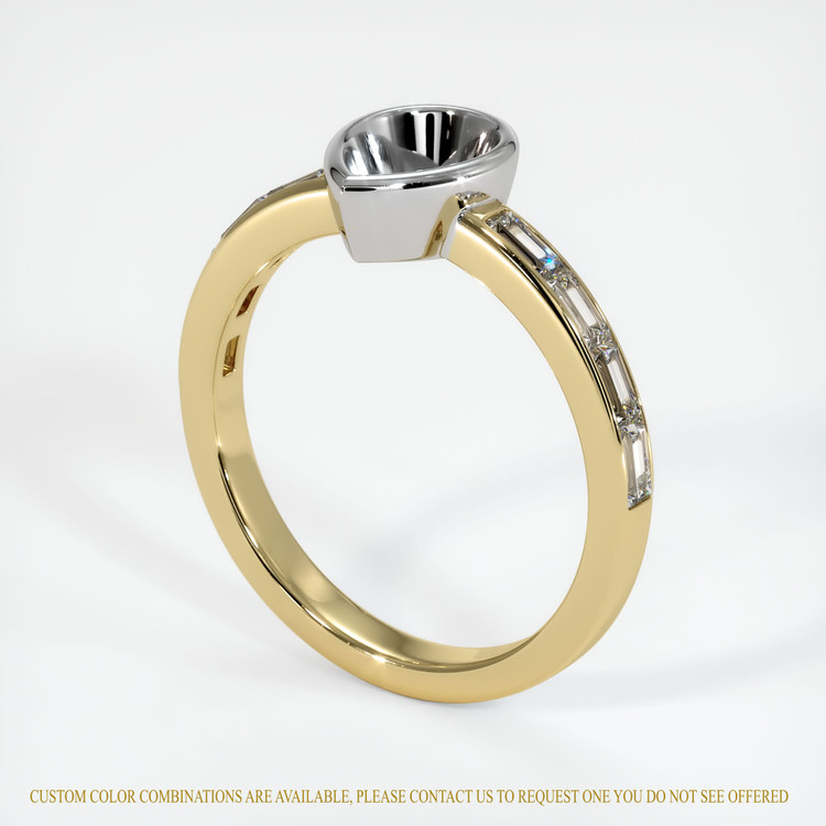 14K White & Yellow Accent Stones Ring Setting