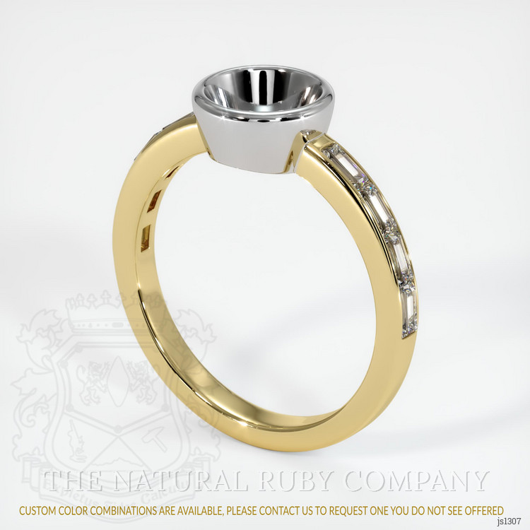 14K White & Yellow Accent Stones Ring Setting