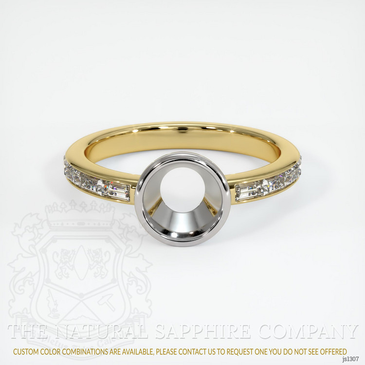 14K White & Yellow Accent Stones Ring Setting