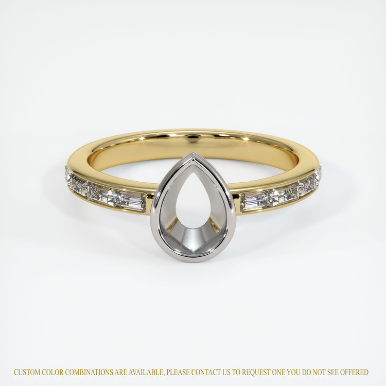 14K White & Yellow Accent Stones Ring Setting