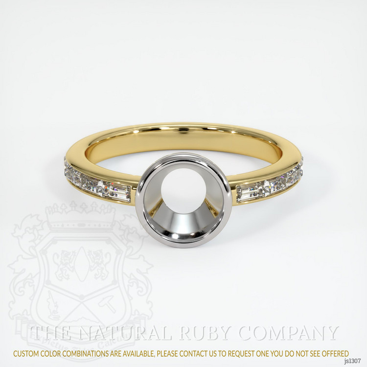 14K White & Yellow Accent Stones Ring Setting