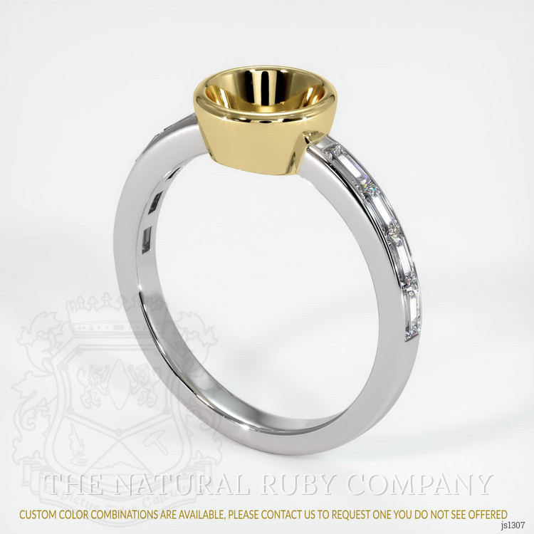 18K Yellow & White Accent Stones Ring Setting