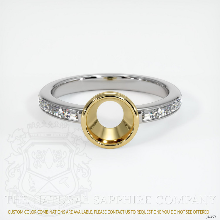 18K Yellow & White Accent Stones Ring Setting