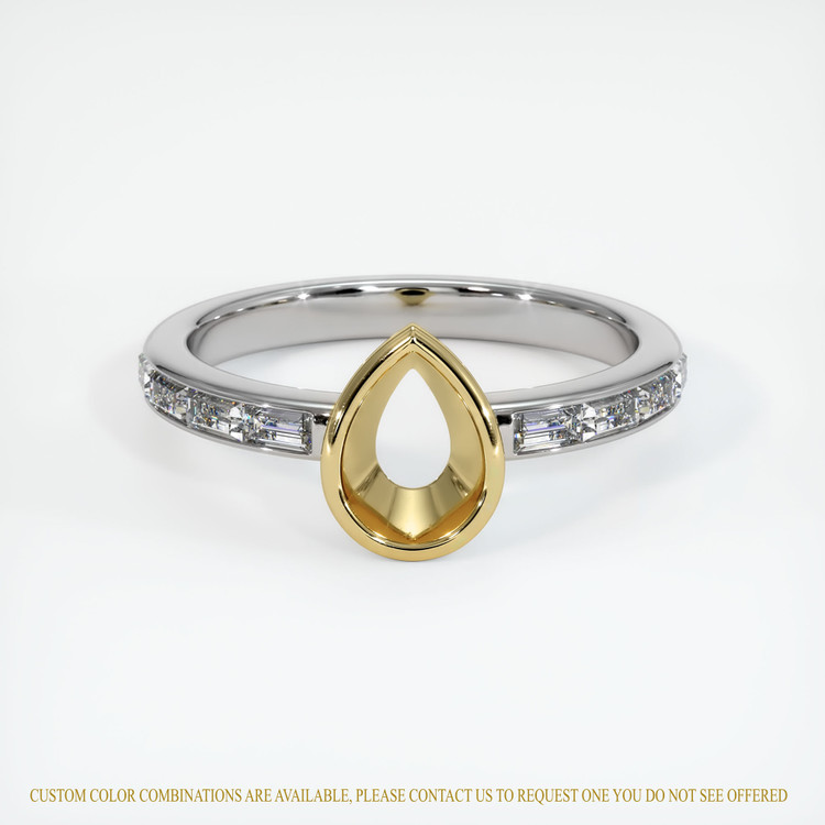 18K Yellow & White Accent Stones Ring Setting