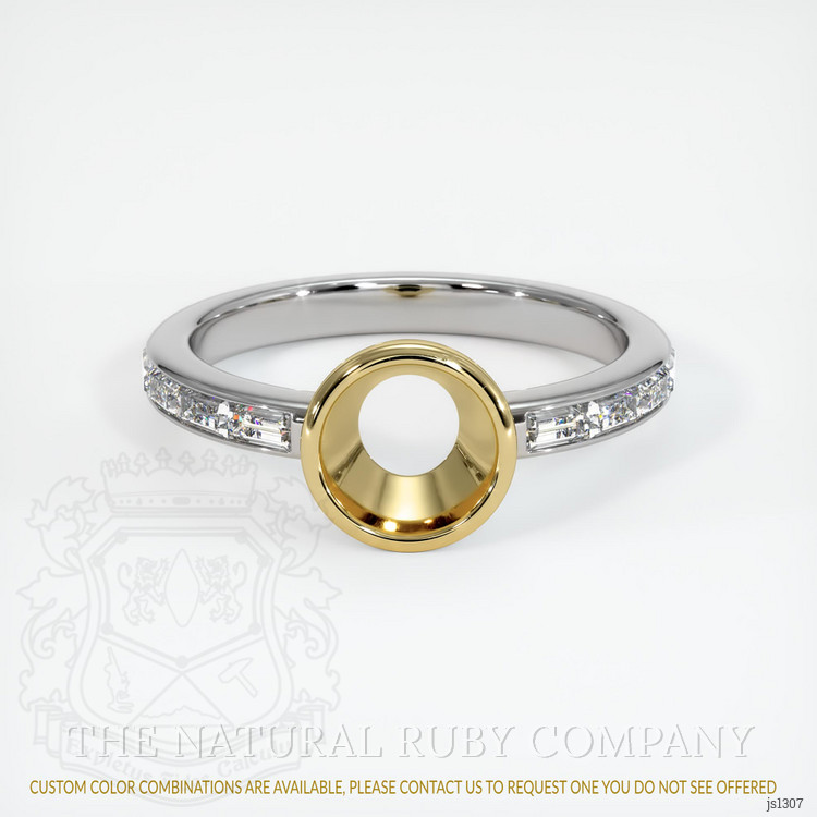 18K Yellow & White Accent Stones Ring Setting