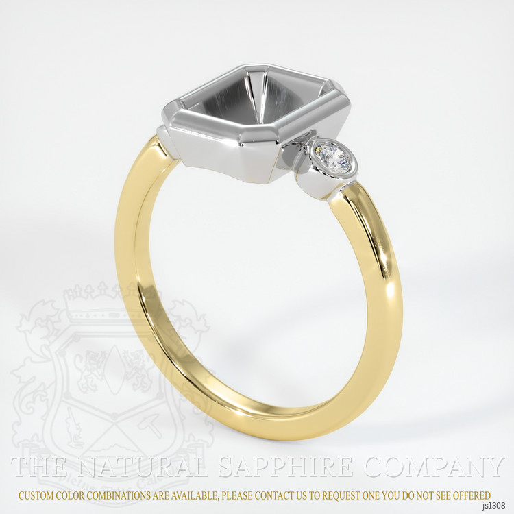 14K White & Yellow Three Stone Ring Setting