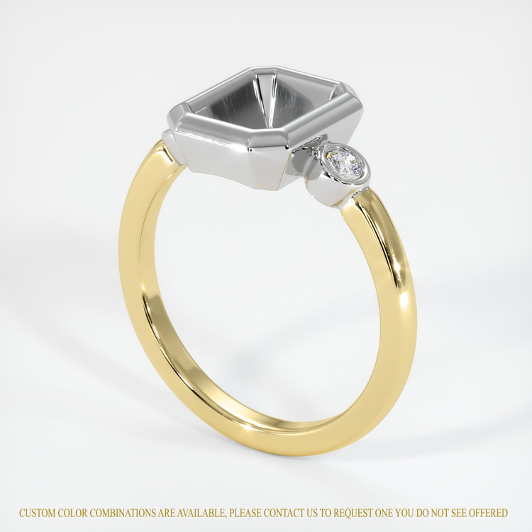 18K White & Yellow Three Stone Ring Setting