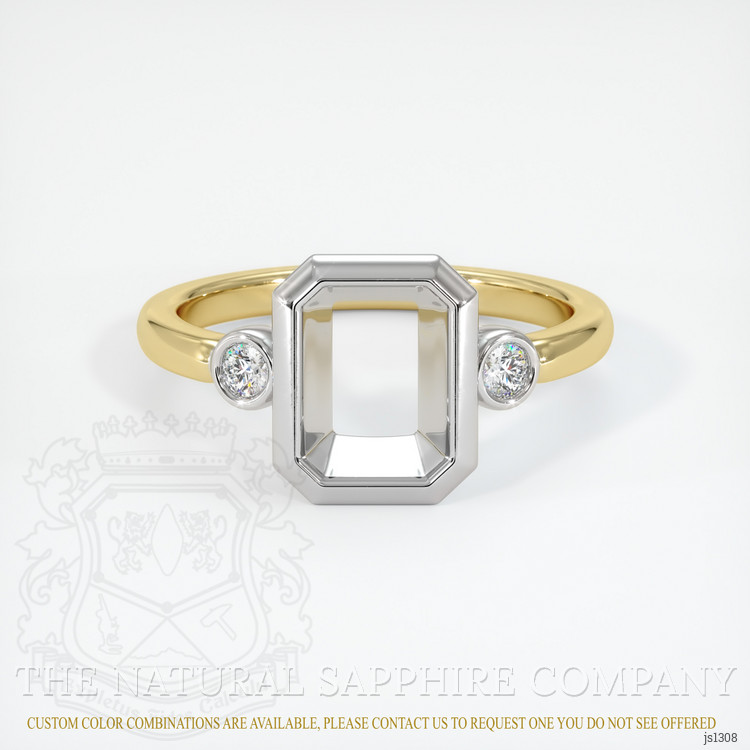 18K White & Yellow Three Stone Ring Setting