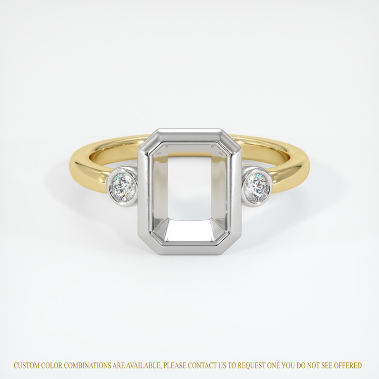 18K White & Yellow Three Stone Ring Setting