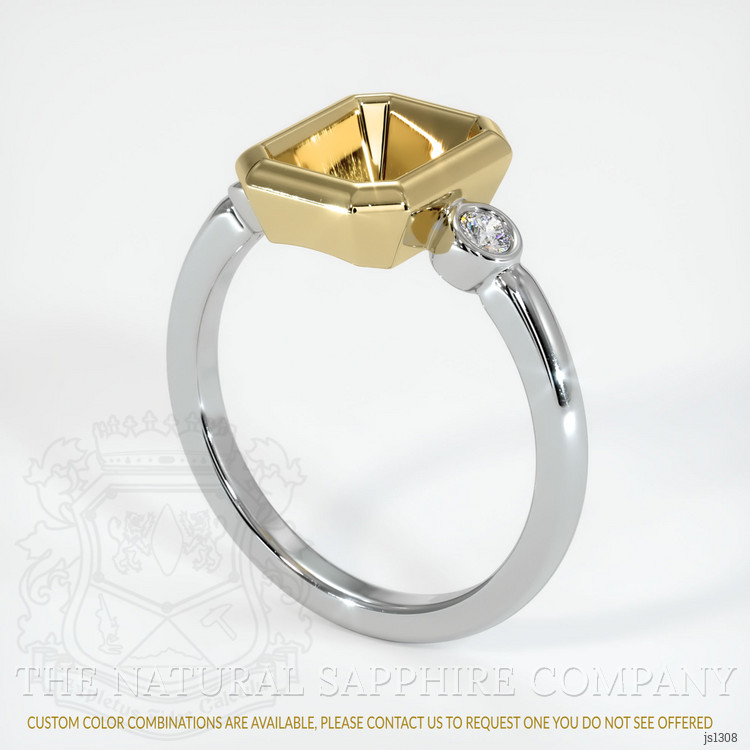 14K Yellow & White Three Stone Ring Setting
