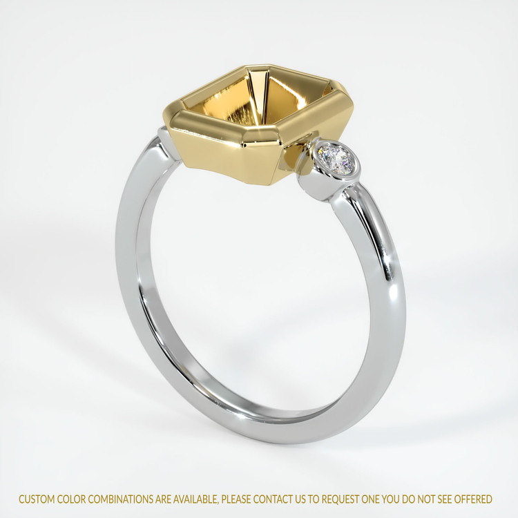 14K Yellow & White Three Stone Ring Setting