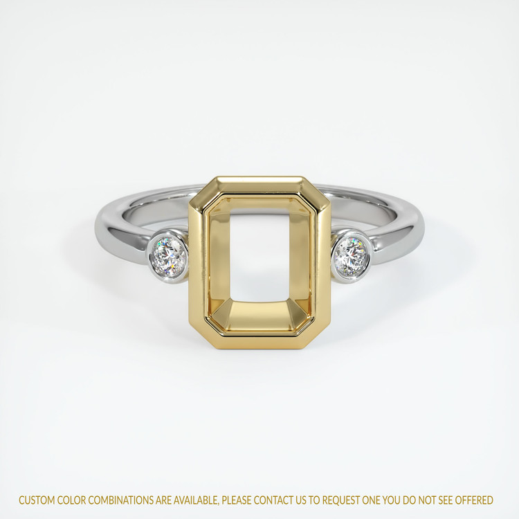 14K Yellow & White Three Stone Ring Setting